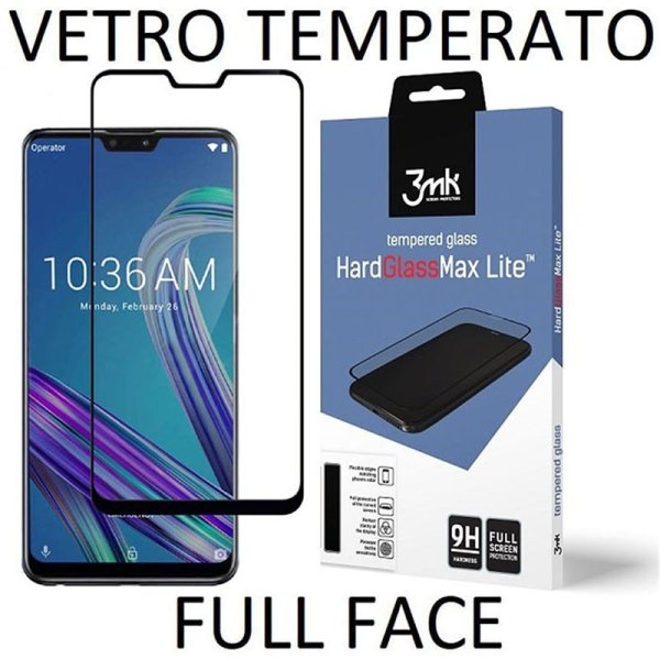 PELLICOLA per ASUS ZENFONE MAX PRO M2 (ZB631KL) IN VETRO TEMPERATO FULL FACE 9H CON CORNICE COLORE NERO 3MK LITE