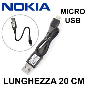 CAVO MICRO USB ORIGINALE NOKIA CA-101D - LUNGHEZZA 20 CM COLORE NERO BULK