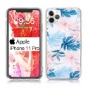 CUSTODIA per APPLE IPHONE 11 PRO (5.8") IN GEL TPU SILICONE TRASPARENTE CON PARTE POSTERIORE RIGIDA FANTASIA FIORI E FOGLIE