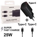 CARICATORE DA RETE 25W ORIGINALE SAMSUNG CON 1 PORTA TYPE-C (SUPER FAST CHARGING) + CAVO TYPE-C/TYPE-C NERO EP-TA800XBEGWW