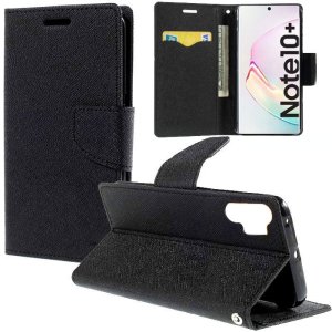 CUSTODIA per SAMSUNG GALAXY NOTE 10+ (SM-N975), NOTE 10+ 5G (SM-N976) - FLIP ORIZZONTALE CON STAND E INTERNO IN TPU COLORE NERO