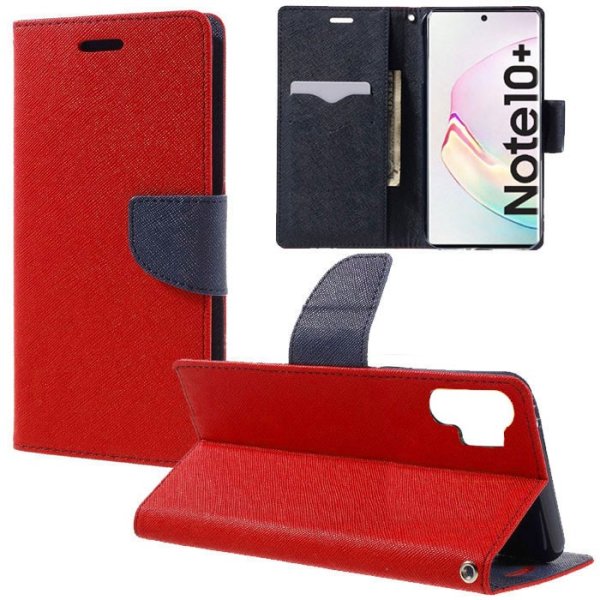 CUSTODIA per SAMSUNG GALAXY NOTE 10+ (SM-N975), NOTE 10+ 5G (SM-N976) - FLIP ORIZZONTALE CON STAND E INTERNO IN TPU COLORE ROSSO