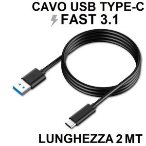 CAVO USB TYPE-C 3.1 FAST - LUNGHEZZA 2 MT COLORE NERO