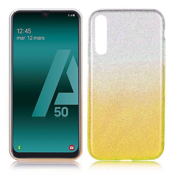 CUSTODIA per SAMSUNG GALAXY A50 (SM-A505), A30s (SM-A307), A50s (SM-A507) IN GEL TPU SILICONE ORO SFUMATO CON BRILLANTINI