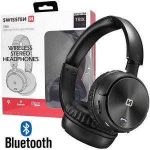 CUFFIA BLUETOOTH 4.2 A FASCIA REGOLABILE CON MICROFONO INTEGRATO, LETTORE DI SCHEDE MICRO SD E RADIO FM NERO SWISSTEN BLISTER