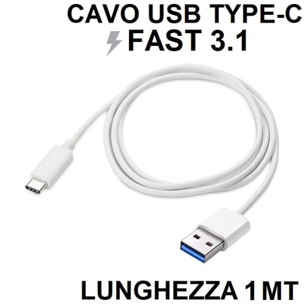 CAVO USB TYPE-C 3.1 FAST - LUNGHEZZA 1 MT COLORE BIANCO