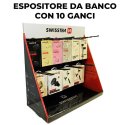 ESPOSITORE DA BANCO IN CARTONE PLASTIFICATO CON PANNELLI FORATI PER Pz.10 GANCI (INCLUSI) SWISSTEN