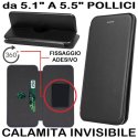 CUSTODIA FLIP ORIZZONTALE UNIVERSALE CON FISSAGGIO ADESIVO, CHIUSURA MAGNETICA INVISIBILE E ROTAZIONE 360° - 153x77mm NERO