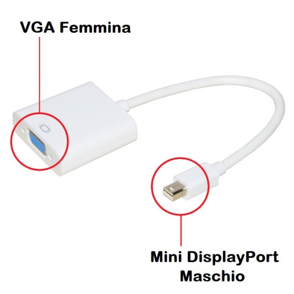 ADATTATORE DA MINI DISPLAYPORT MASCHIO A VGA FEMMINA - LUNGHEZZA CAVO 15CM COLORE BIANCO LKADAT14 LINK