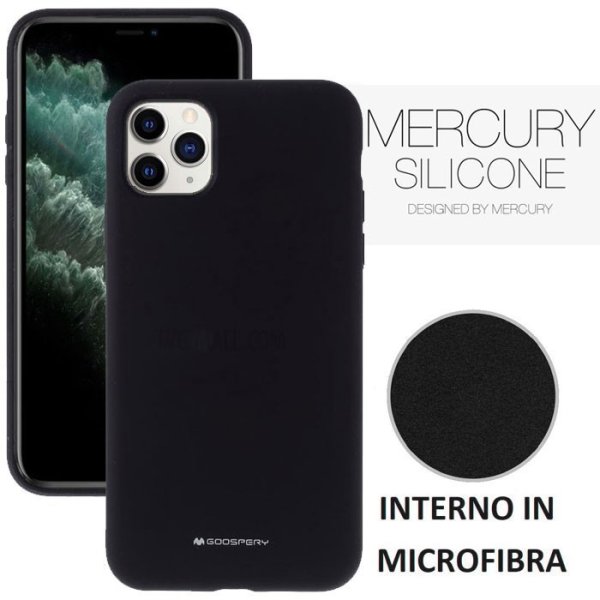 CUSTODIA per APPLE IPHONE 11 PRO MAX (6.5") IN SILICONE CON INTERNO IN MICROFIBRA COLORE NERO ALTA QUALITA' MERCURY BLISTER