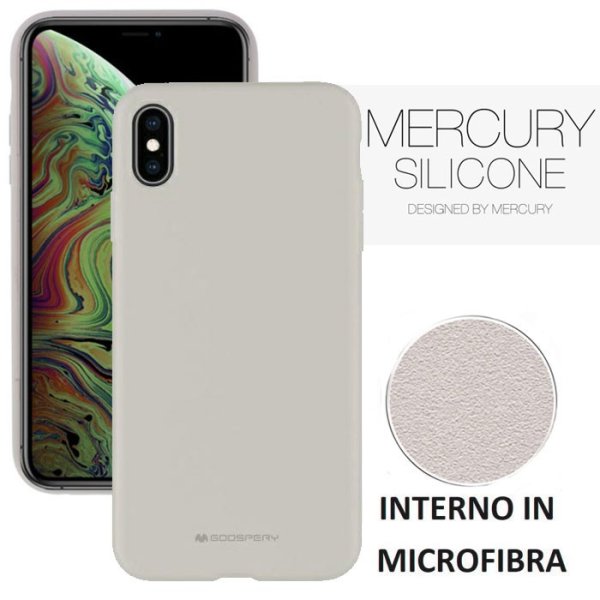 CUSTODIA per APPLE IPHONE X, IPHONE XS (5.8") IN SILICONE SOFT TOUCH CON INTERNO IN MICROFIBRA GRIGIO ALTA QUALITA' MERCURY