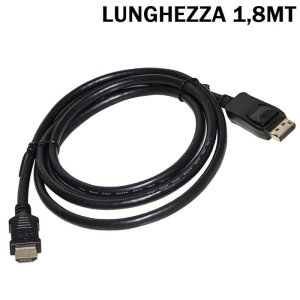 CAVO DISPLAYPORT 1.2 MASCHIO - HDMI 1.4 MASCHIO CON RISOLUZIONE 4Kx2K 30HZ - LUNGHEZZA 1,8 MT COLORE NERO LKCDPH18 LINK