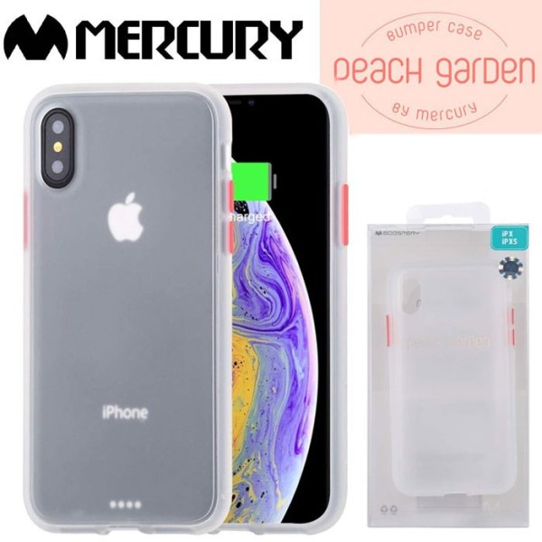 CUSTODIA per APPLE IPHONE X, XS - CORNICE IN TPU E PARTE POSTERIORE IN POLICARBONATO BIANCO-TRASPARENTE ALTA QUALITA' MERCURY