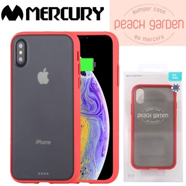 CUSTODIA per APPLE IPHONE X, XS - CORNICE IN TPU ROSSO, PARTE POSTERIORE POLICARBONATO NERO-TRASPARENTE ALTA QUALITA' MERCURY