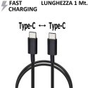 CAVO TYPE-C / TYPE-C FAST CHARGING - LUNGHEZZA 1 MT COLORE NERO