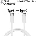 CAVO TYPE-C / TYPE-C FAST CHARGING - LUNGHEZZA 1 MT COLORE BIANCO