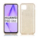 CUSTODIA per HUAWEI P40 LITE, NOVA 6 SE, NOVA 7i - IN GEL TPU SILICONE COLORE ORO CON BRILLANTINI