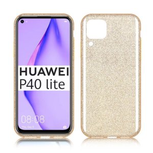 CUSTODIA per HUAWEI P40 LITE, NOVA 6 SE, NOVA 7i - IN GEL TPU SILICONE COLORE ORO CON BRILLANTINI