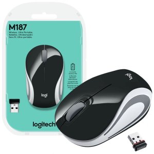 MINI MOUSE OTTICO WIRELESS 2.4GHz USB 2.0 M187 LOGITECH RISOLUZIONE 1000DPI E RAGGIO DI AZIONE 10 METRI NERO, BIANCO E GRIGIO