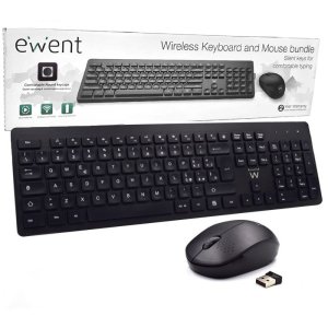 KIT TASTIERA MULTIMEDIALE + MOUSE OTTICO WIRELESS 2.4 Ghz EW3255 CON DISTANZA DI FUNZIONAMENTO 10MT COLORE NERO EWENT