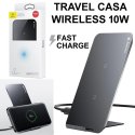 TRAVEL CASA WIRELESS 10W FAST CHARGING BASEUS WXHSD-01 CON STAND CERTIFICATO QI PER DISPOSITIVI CON TECNOLOGIA QI NERO