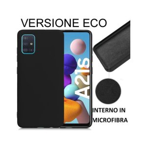 CUSTODIA per SAMSUNG GALAXY A21s (SM-A217) - IN SILICONE EFFETTO SOFT TOUCH ED INTERNO IN MICROFIBRA NERO VERSIONE ECONOMICA