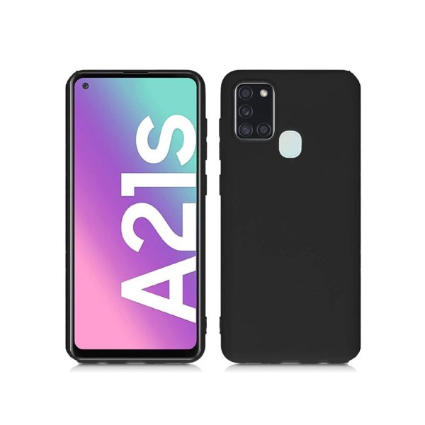 CUSTODIA per SAMSUNG GALAXY A21s (SM-A217) - IN GEL TPU SILICONE SLIM COLORE NERO SATINATO