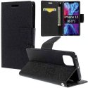 CUSTODIA per APPLE IPHONE 12, IPHONE 12 PRO (6.1") - FLIP ORIZZONTALE CON INTERNO IN TPU, STAND E TASCHE PORTA CARTE COLORE NERO