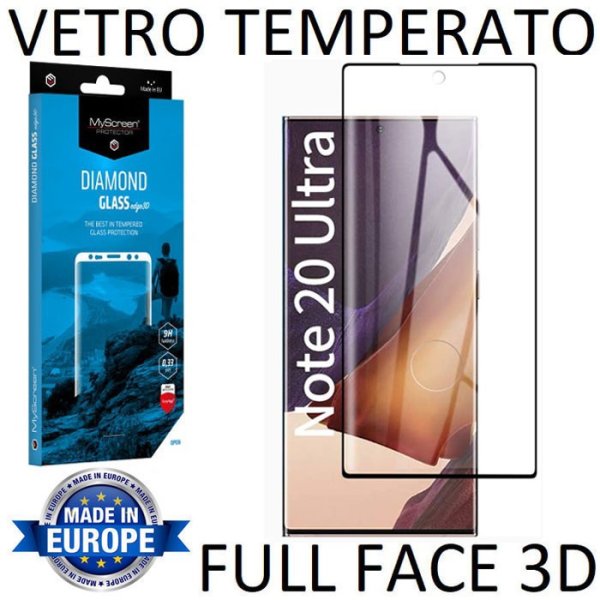 PELLICOLA per SAMSUNG GALAXY NOTE 20 ULTRA (LTE/5G) IN VETRO TEMPERATO FULL FACE 0,3mm CON CORNICE NERA MYSCREEN - ATTENZIONE..