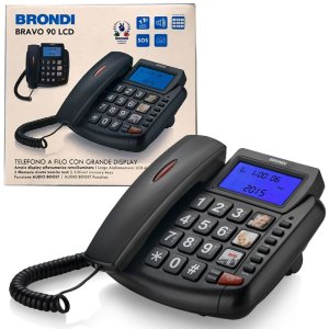 TELEFONO FISSO CON GRANDI TASTI, VIVAVOCE, TASTO SOS, INDICATORE CHIAMATE LED, AUDIO BOOST E INDICATORE CHIAMATE LED NERO