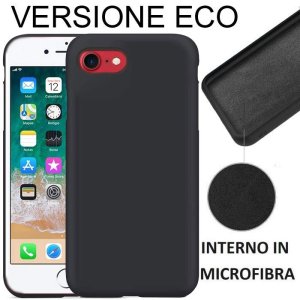 CUSTODIA per APPLE IPHONE SE (2020/2022), IPHONE (7/8) IN SILICONE EFFETTO SOFT TOUCH INTERNO IN MICROFIBRA COLORE NERO