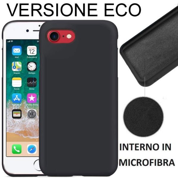 CUSTODIA per APPLE IPHONE SE (2020/2022), IPHONE (7/8) IN SILICONE EFFETTO SOFT TOUCH INTERNO IN MICROFIBRA COLORE NERO