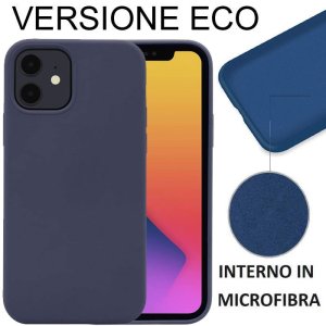 CUSTODIA per APPLE IPHONE 12 MINI (5.4") IN SILICONE CON EFFETTO SOFT TOUCH ED INTERNO IN MICROFIBRA BLU VERSIONE ECONOMICA