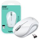 MINI MOUSE OTTICO WIRELESS 2.4GHz USB 2.0 M187 LOGITECH RISOLUZIONE 1000DPI E RAGGIO DI AZIONE 10 METRI BIANCO E GRIGIO BLISTER