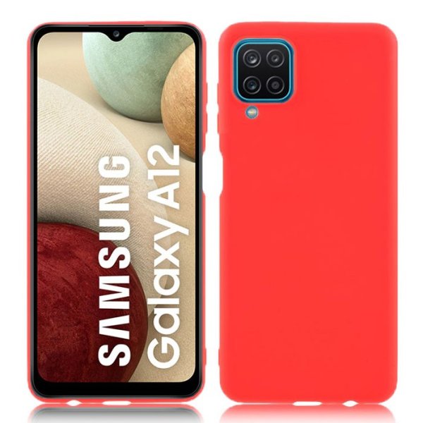 CUSTODIA per SAMSUNG GALAXY A12 (SM-A125F), GALAXY M12 (SM-M127) IN GEL TPU SILICONE SLIM COLORE ROSSO SATINATO