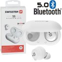 AURICOLARI BLUETOOTH 5.0 SWISSTEN STONEBUDS CON RAGGIO D'AZIONE FINO A 10 MT E CUSTODIA DI RICARICA COLORE BIANCO BLISTER