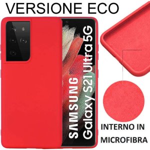 CUSTODIA per SAMSUNG GALAXY S21 ULTRA 5G (G998B) SILICONE EFFETTO SOFT TOUCH - INTERNO IN MICROFIBRA ROSSO VERSIONE ECONOMICA