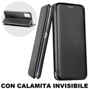 CUSTODIA per SAMSUNG GALAXY A72 5G, A72 4G - FLIP ORIZZONTALE SIMILPELLE CHIUSURA MAGNETICA INVISIBILE E INTERNO TPU NERO