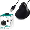 MOUSE OTTICO ERGONOMICO USB CON FILO, SENSORE 4 LIVELLI FINO A 1800 DPI, 5 TASTI E ROTELLINA PER LO SCROLL COLORE NERO