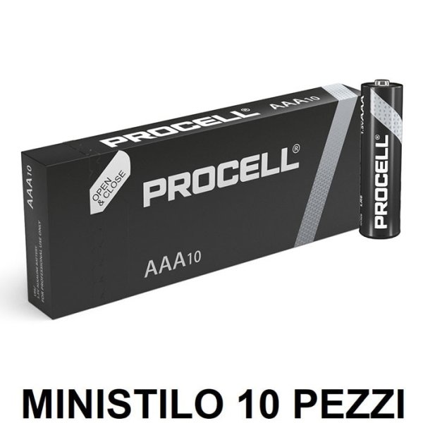 BATTERIE MINISTILO AAA ALKALINE CONFEZIONE DA 10 PEZZI BLISTER LR3 PROCELL DURACELL