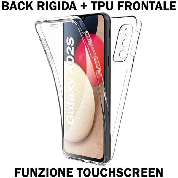 CUSTODIA per SAMSUNG GALAXY A02s (A025F), M02s (M025F) CON PARTE POSTERIORE RIGIDA + PARTE FRONTALE IN TPU SILICONE TRASPARENTE