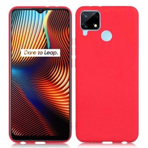 CUSTODIA per REALME 7i GLOBAL, C12, C15 - IN GEL TPU SILICONE SLIM COLORE ROSSO SATINATO