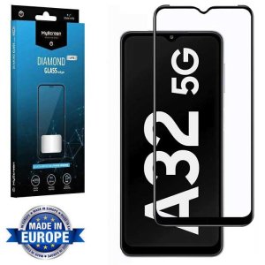 PELLICOLA per SAMSUNG GALAXY A32 5G (SM-A326B) - VETRO TEMPERATO FULL FACE 9H - FULL GLUE CORNICE NERA MYSCREEN DIAMOND LITE