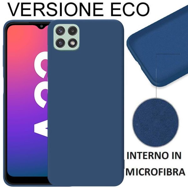 CUSTODIA per SAMSUNG GALAXY A22 5G (A226B) - IN SILICONE EFFETTO SOFT TOUCH ED INTERNO IN MICROFIBRA BLU VERSIONE ECONOMICA