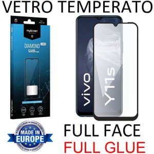 PELLICOLA per VIVO Y11s - PROTEGGI DISPLAY VETRO TEMPERATO FULL FACE 9H - FULL GLUE CORNICE NERA MYSCREEN DIAMOND LITE