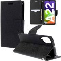 CUSTODIA per SAMSUNG GALAXY A22 (SM-A225F) - FLIP ORIZZONTALE CON INTERNO IN TPU, STAND E PORTA CARTE COLORE NERO - ATTENZIONE..