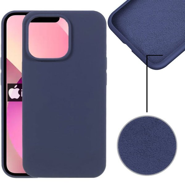 CUSTODIA per APPLE IPHONE 13 MINI (5.4") IN SILICONE CON EFFETTO SOFT TOUCH ED INTERNO IN MICROFIBRA BLU VERSIONE ECONOMICA