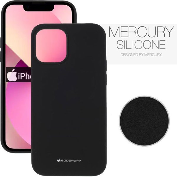 CUSTODIA per APPLE IPHONE 13 MINI (5.4") IN SILICONE CON INTERNO IN MICROFIBRA COLORE NERO ALTA QUALITA' MERCURY BLISTER