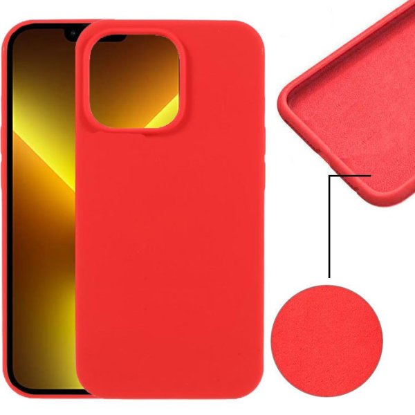 CUSTODIA per APPLE IPHONE 13 PRO MAX (6.7") IN SILICONE CON EFFETTO SOFT TOUCH ED INTERNO IN MICROFIBRA ROSSO VERSIONE ECONOMICA