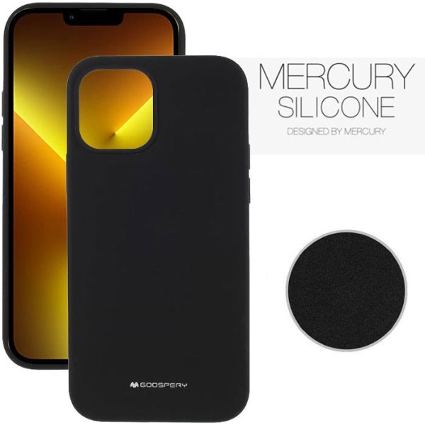 CUSTODIA per APPLE IPHONE 13 PRO MAX (6.7") IN SILICONE CON INTERNO IN MICROFIBRA COLORE NERO ALTA QUALITA' MERCURY BLISTER